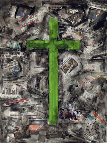 Cross-Ed Over, a mixed-media painting by Maria Cooper